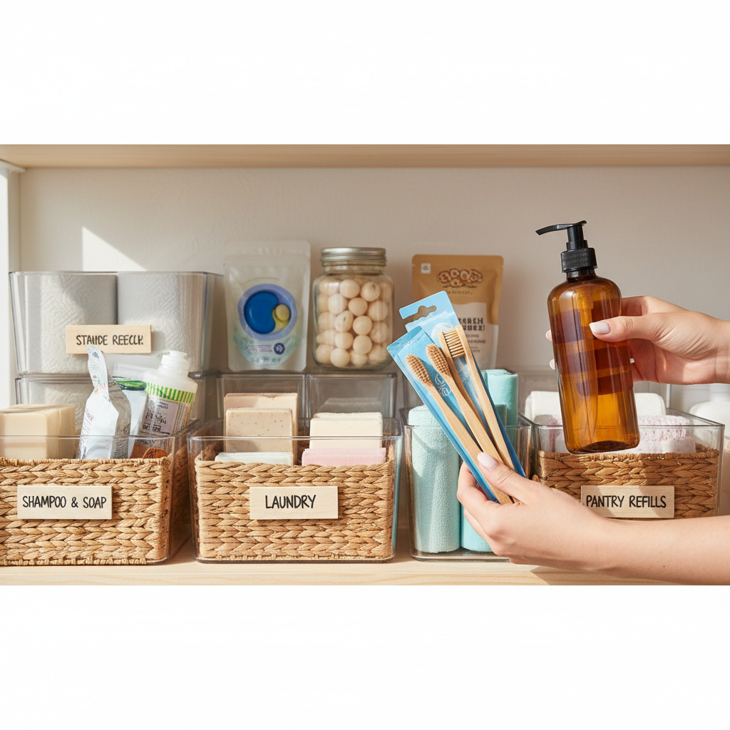 日用品 まとめ買いを見直して最初に効いたことをイメージした場面