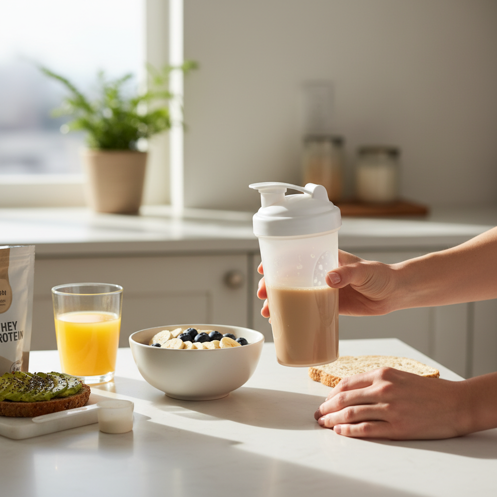 朝 プロテイン 効果を見直して最初に効いたことをイメージした場面