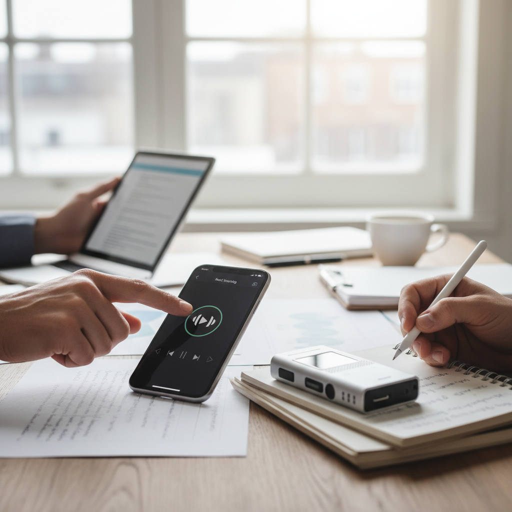 AI 文字起こしを見直して最初に効いたことをイメージした場面