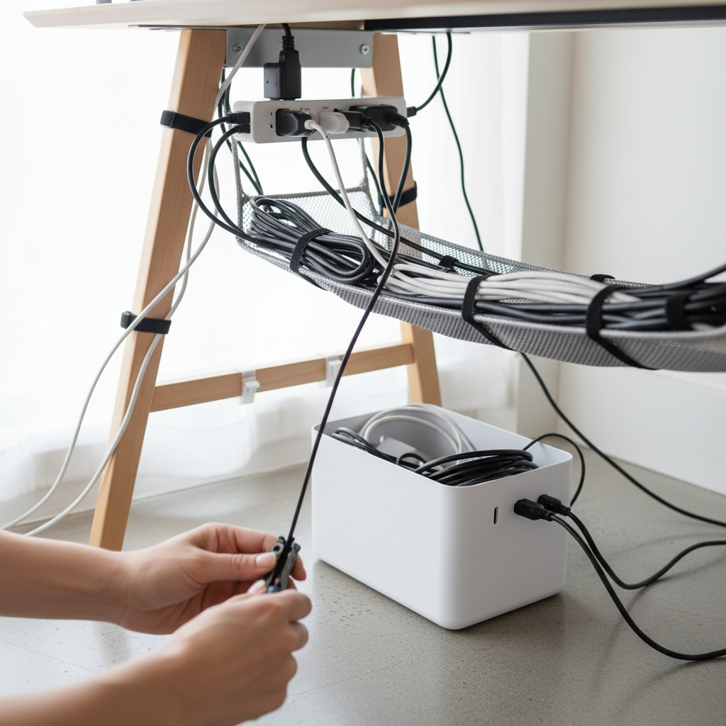 ケーブル 収納を見直して最初に効いたことをイメージした場面