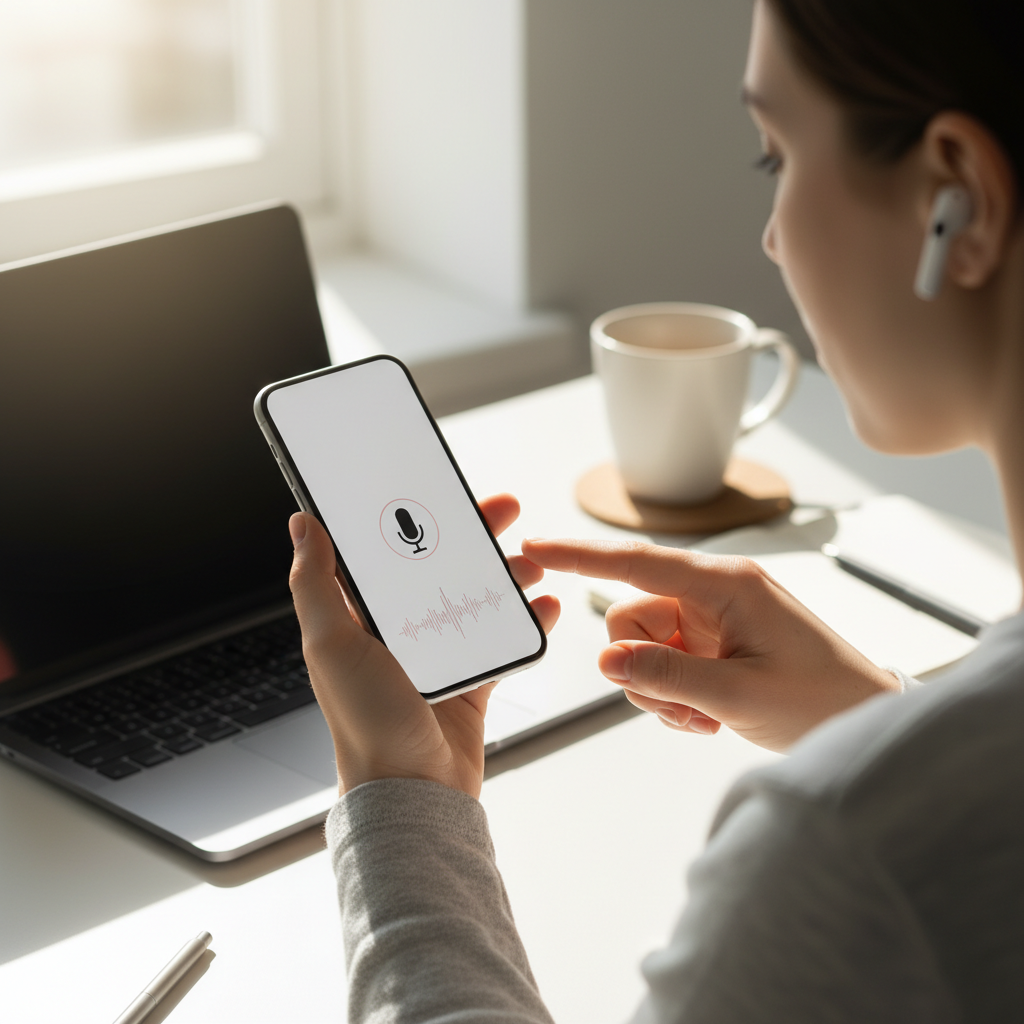 音声入力 ブログを見直して最初に効いたことをイメージした場面