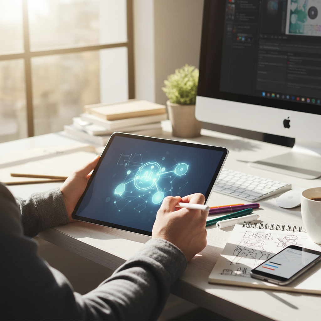 AI 画像生成 活用を見直して最初に効いたことをイメージした場面