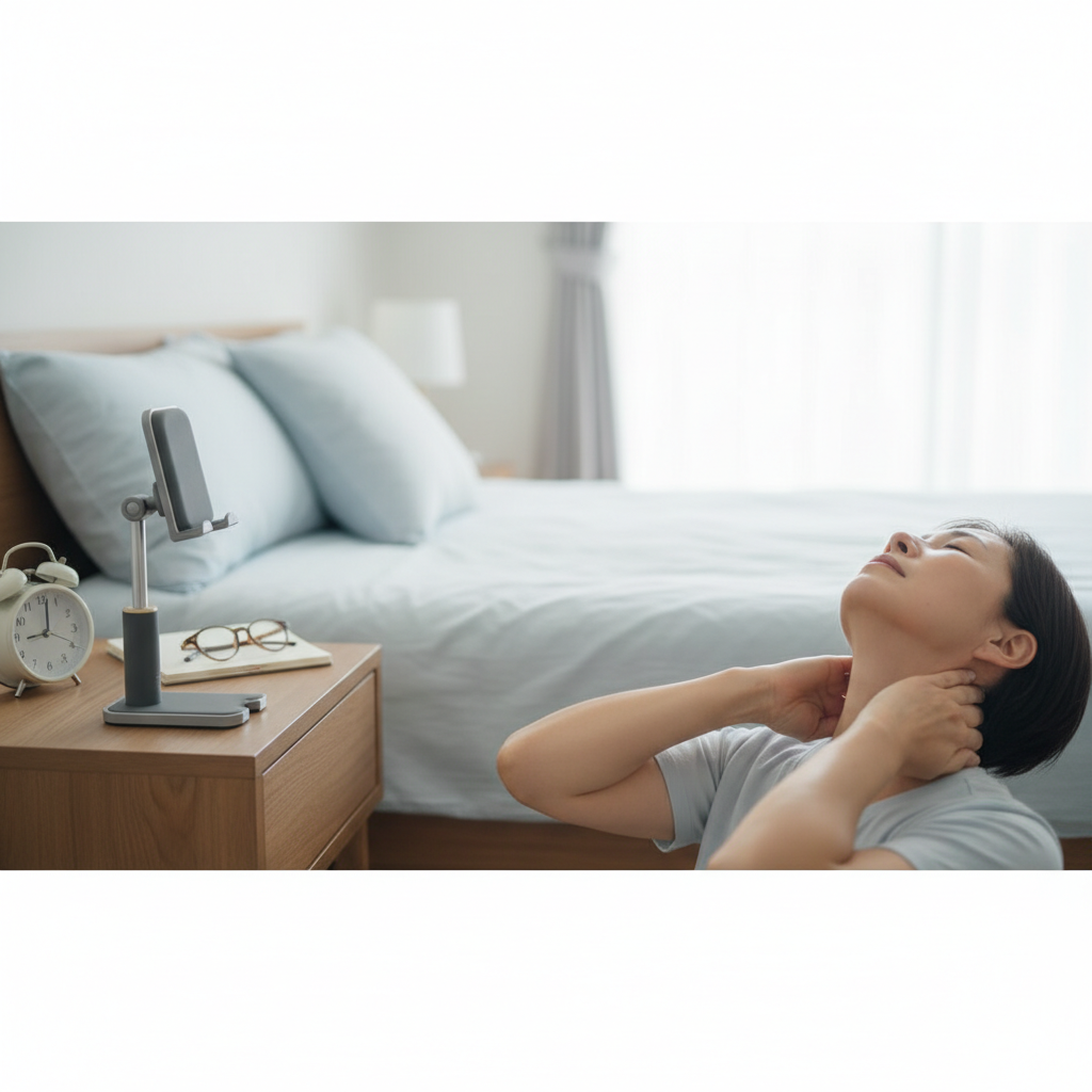 スマホスタンド 首こりを見直して最初に効いたことをイメージした場面